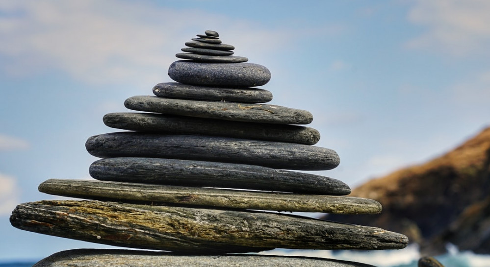 pyramid stack of flat rocks