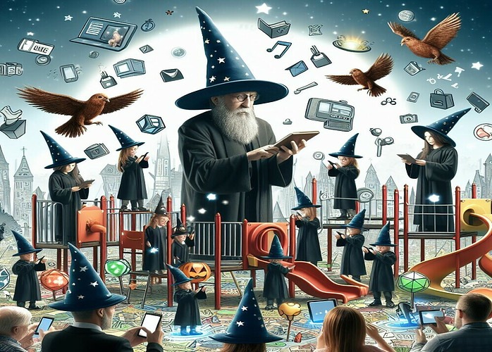 Wizards casting spells in a social media playground 