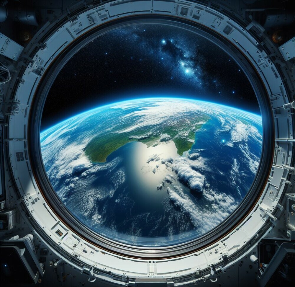 View of earth from a space shuttle in space 